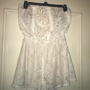 Lace strapless romper